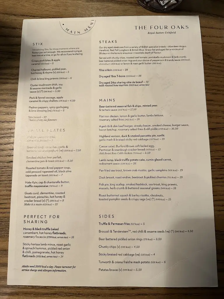 Menu_The Four Oaks_Sutton Coldfield_image_1