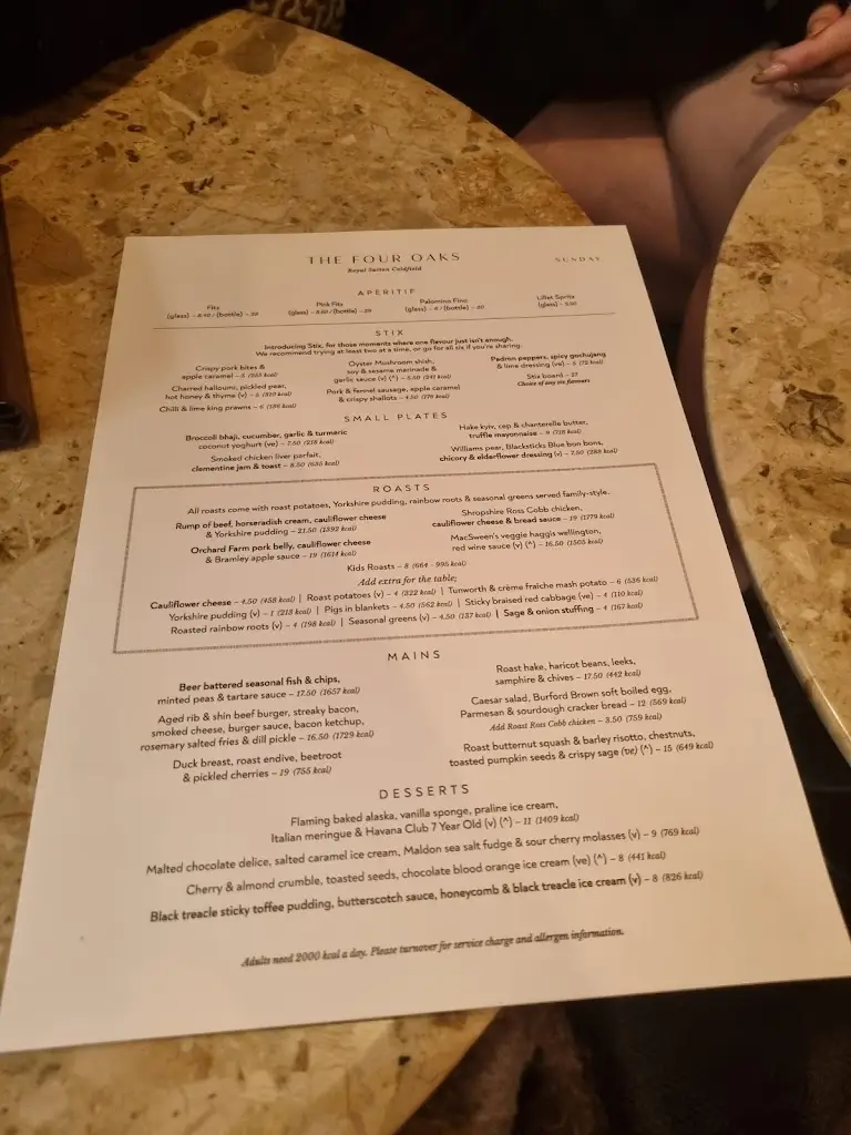 Menu_The Four Oaks_Sutton Coldfield_image_3