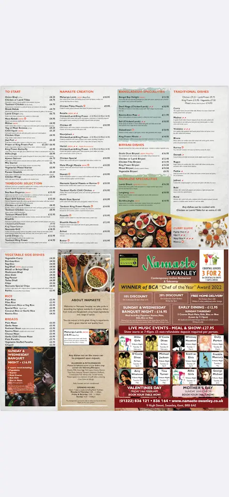 Menu_Namaste Swanley!_Swanley_image_1