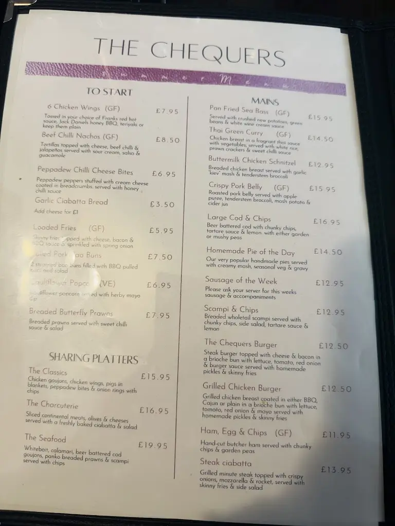 Menu_The Chequers_Swanley_image_2