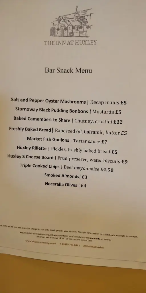 Menu_The Inn at Huxley_Tattenhall_imagen_4