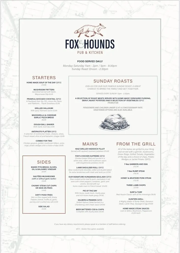 Menu_Fox & Hounds Public House_Syston_image_1