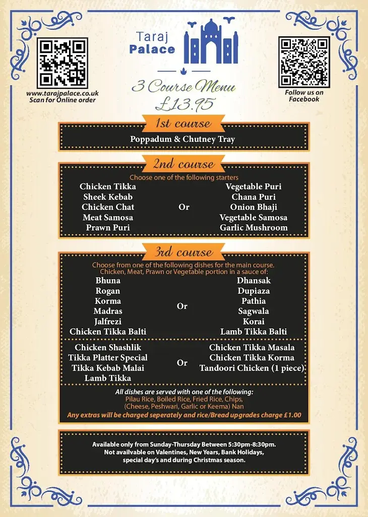 Menu_Taraj Palace_Syston_image_1