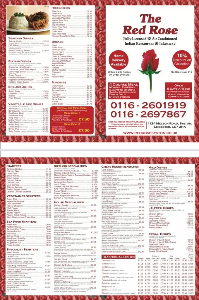 Menu_The Red Rose_Syston_image_1