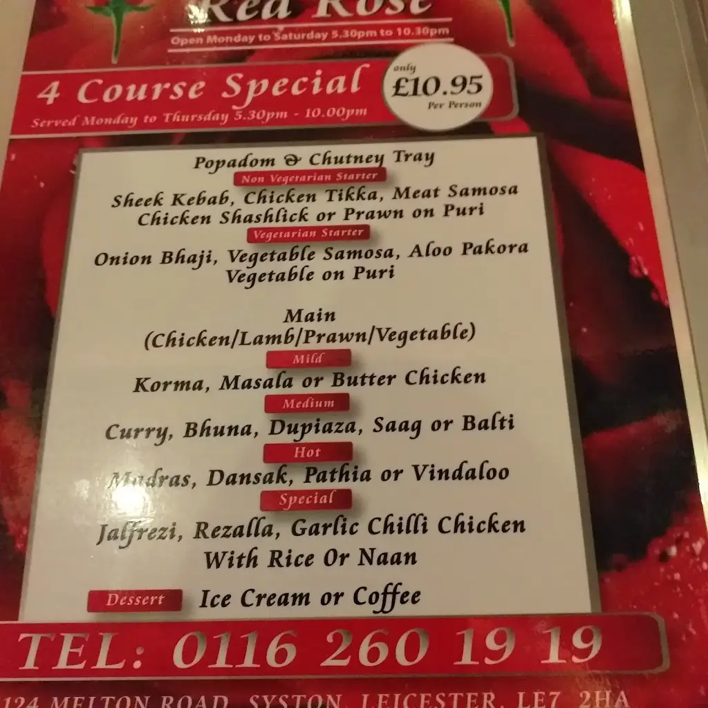 Menu_The Red Rose_Syston_image_2