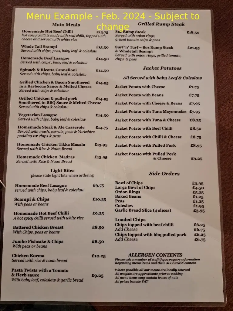 Menu_The Woolpack Inn_Terrington Saint John_immagine_1