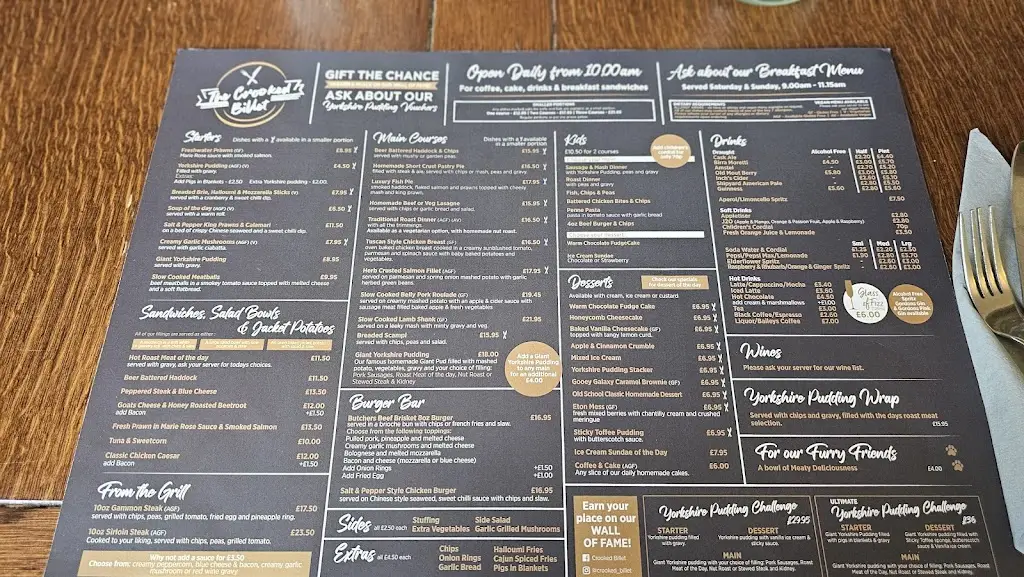 Menu_The Crooked Billet Inn_Tadcaster_image_1