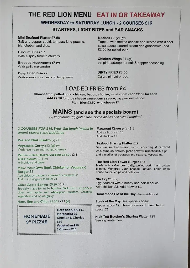Menu_The Red Lion_Beaminster_image_1