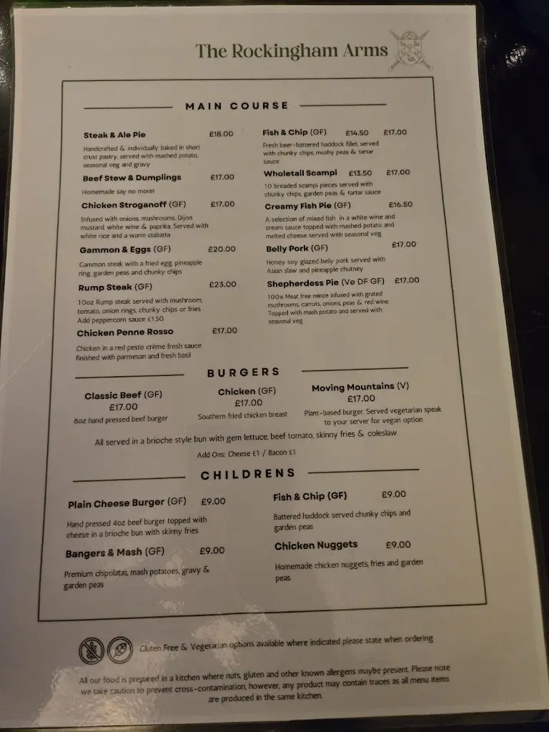 Menu_The Rockingham Arms, Towton_Tadcaster_immagine_1