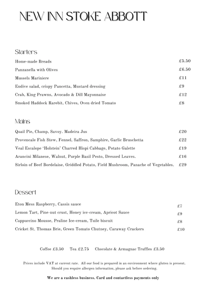 Menu_The New Inn_Beaminster_image_1