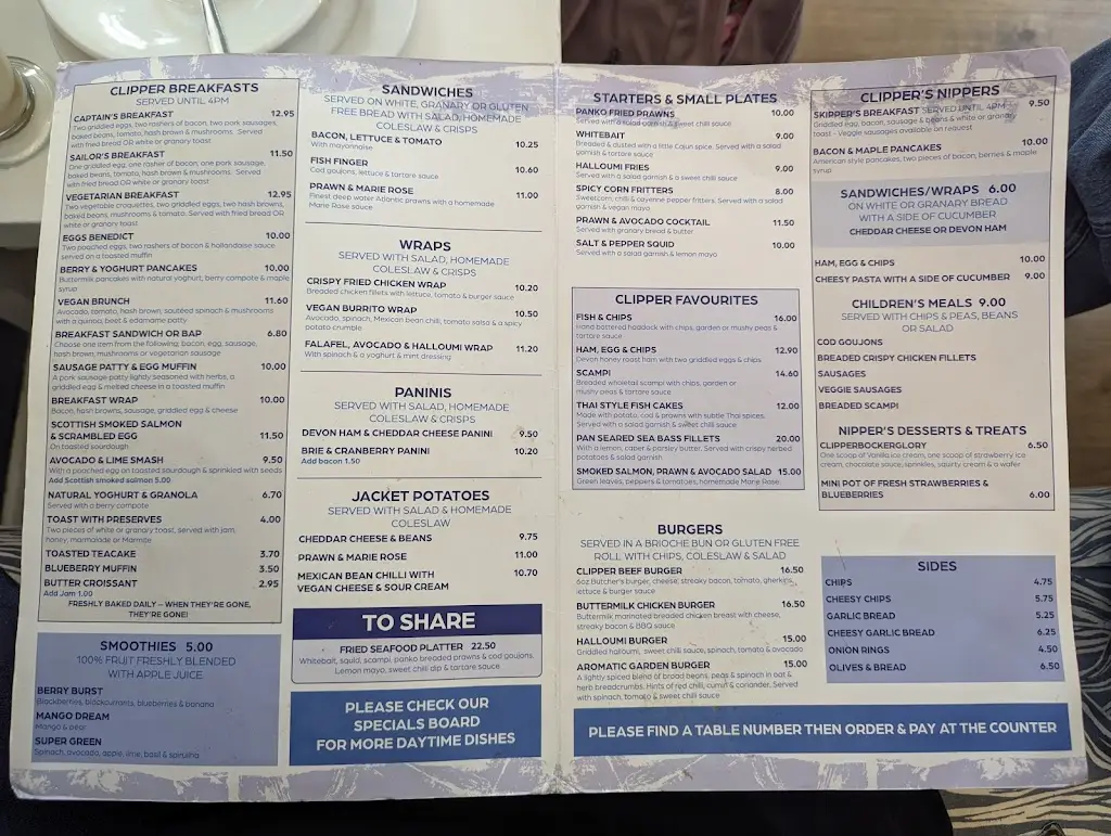 Menu_The Clipper Shaldon_Teignmouth_immagine_1