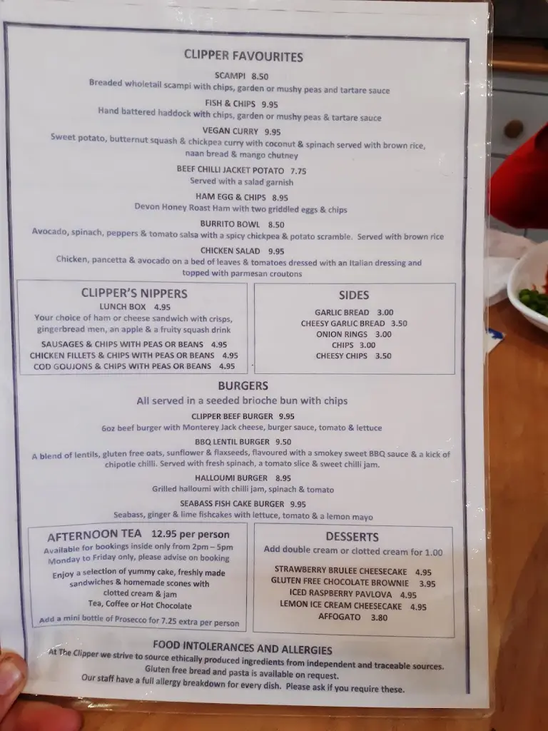 Menu_The Clipper Shaldon_Teignmouth_immagine_2