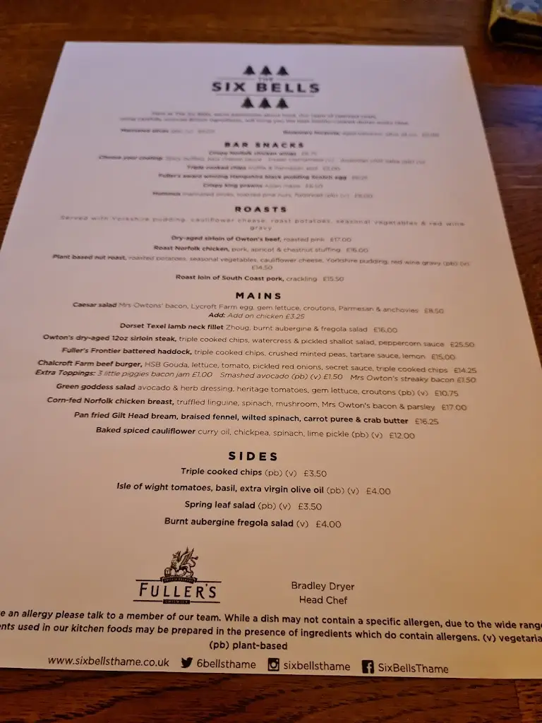 Menu_The Six Bells, Thame_Thame_image_3
