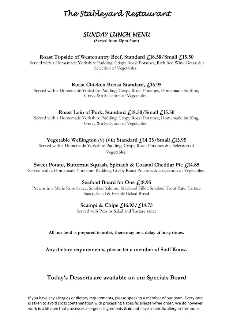 Menu_The Stableyard Restaurant_Beaminster_imagen_2