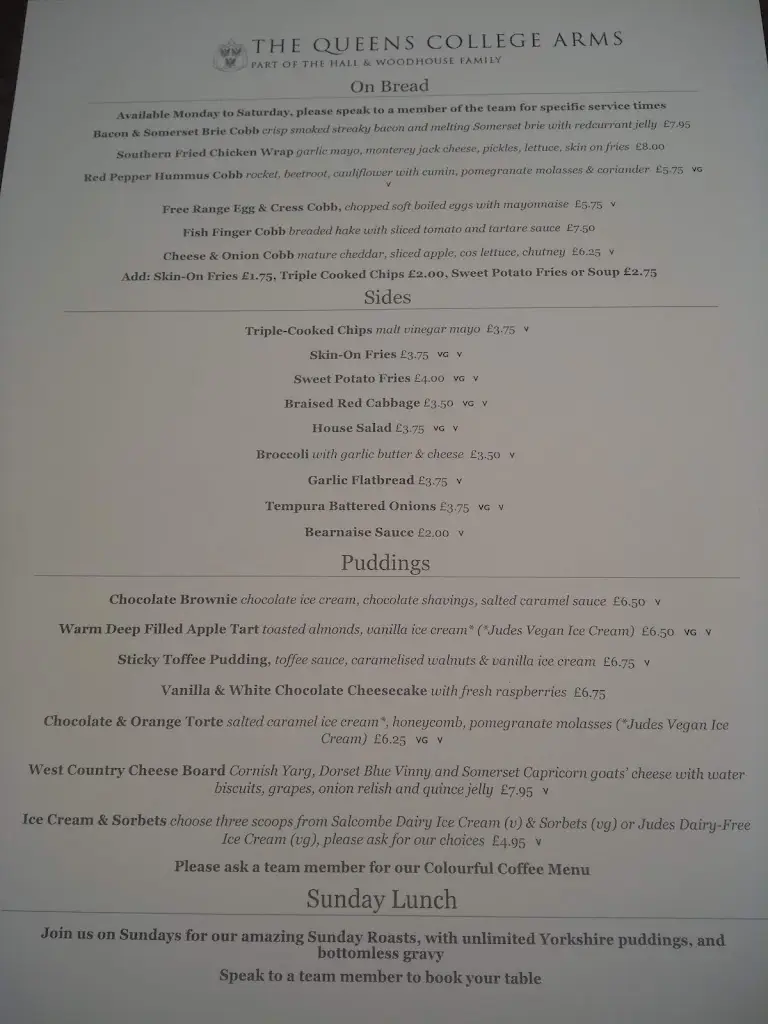 Menu_The Queens College Arms_Tadley_image_1