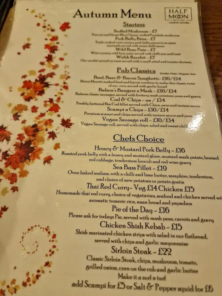 Menu_The Half Moon_Beaminster_image_2