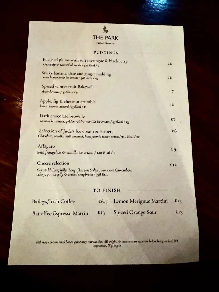 Menu_The Park_Teddington_immagine_2