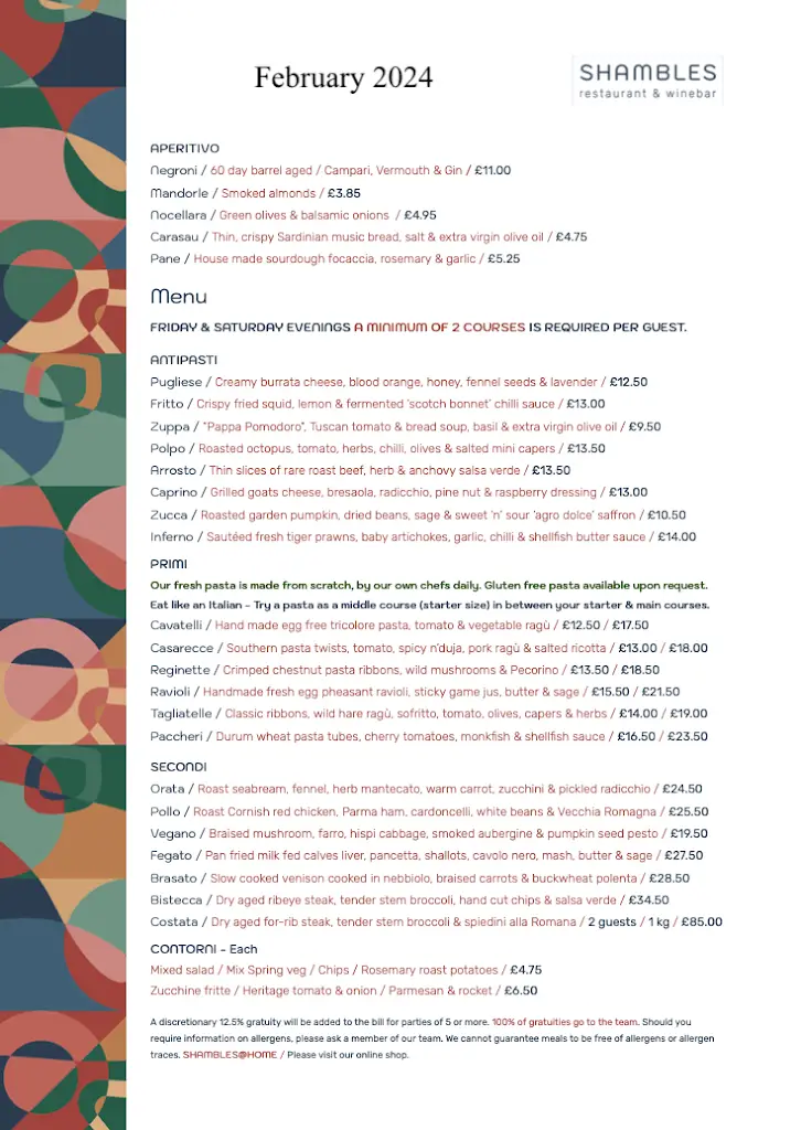 Menu_Shambles restaurant & winebar - Teddington_Teddington_image_2