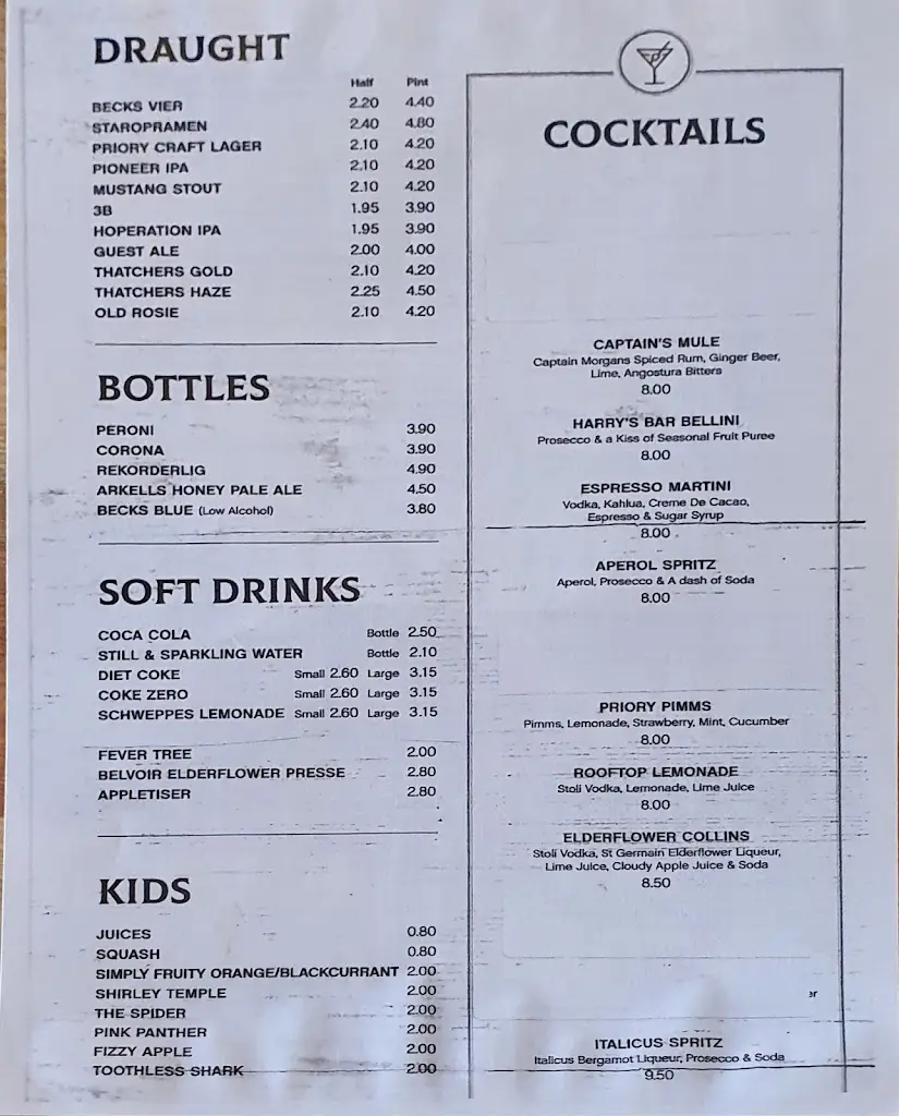 Menu_The Priory Inn, Tetbury_Tetbury_image_3