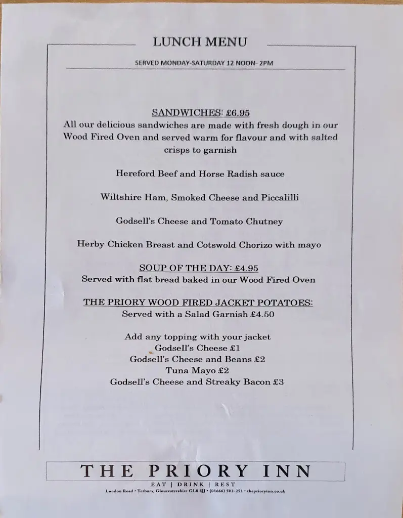 Menu_The Priory Inn, Tetbury_Tetbury_image_4