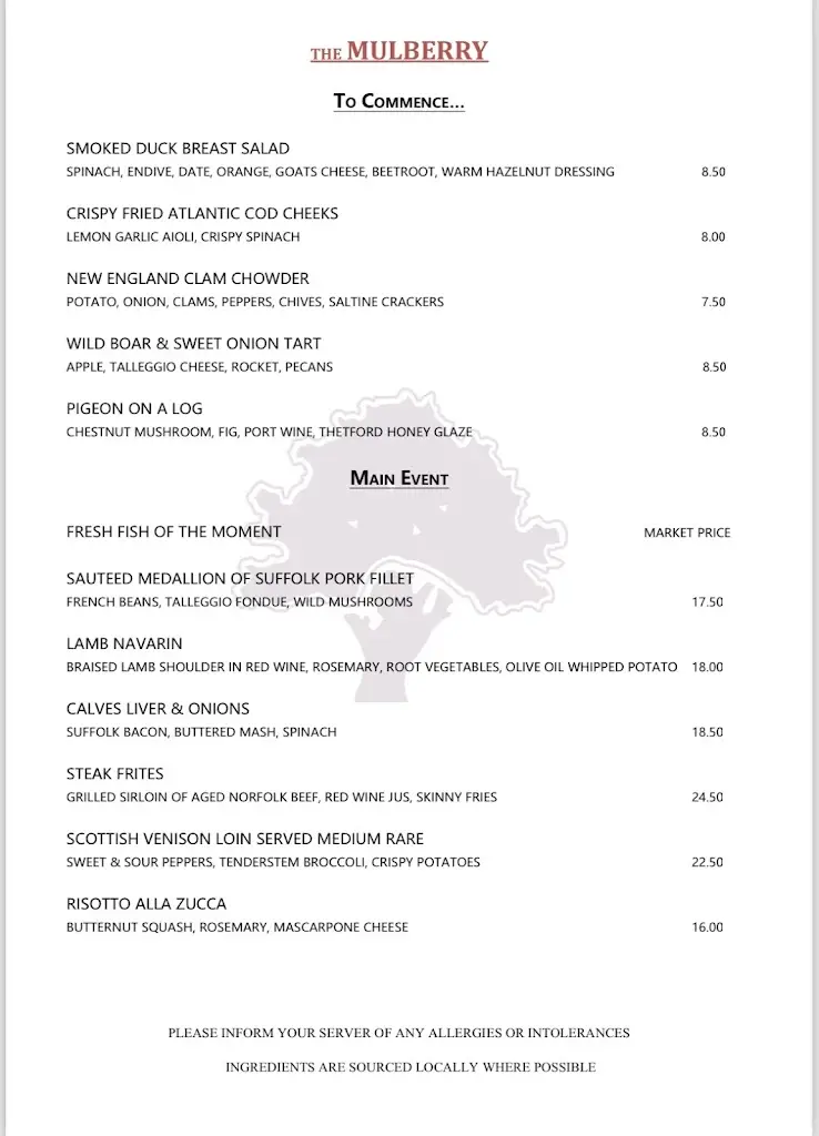 Menu_The Mulberry_Thetford_image_1