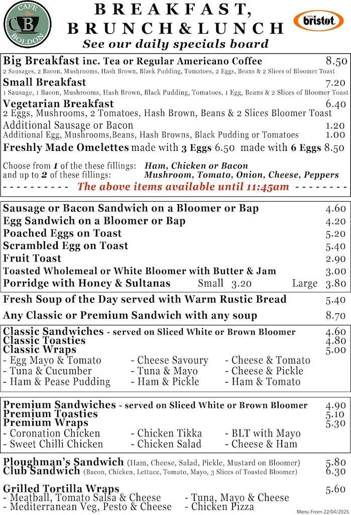 Menu_Cafe Boldon @ The Quadrus Centre_The Boldons_image_1