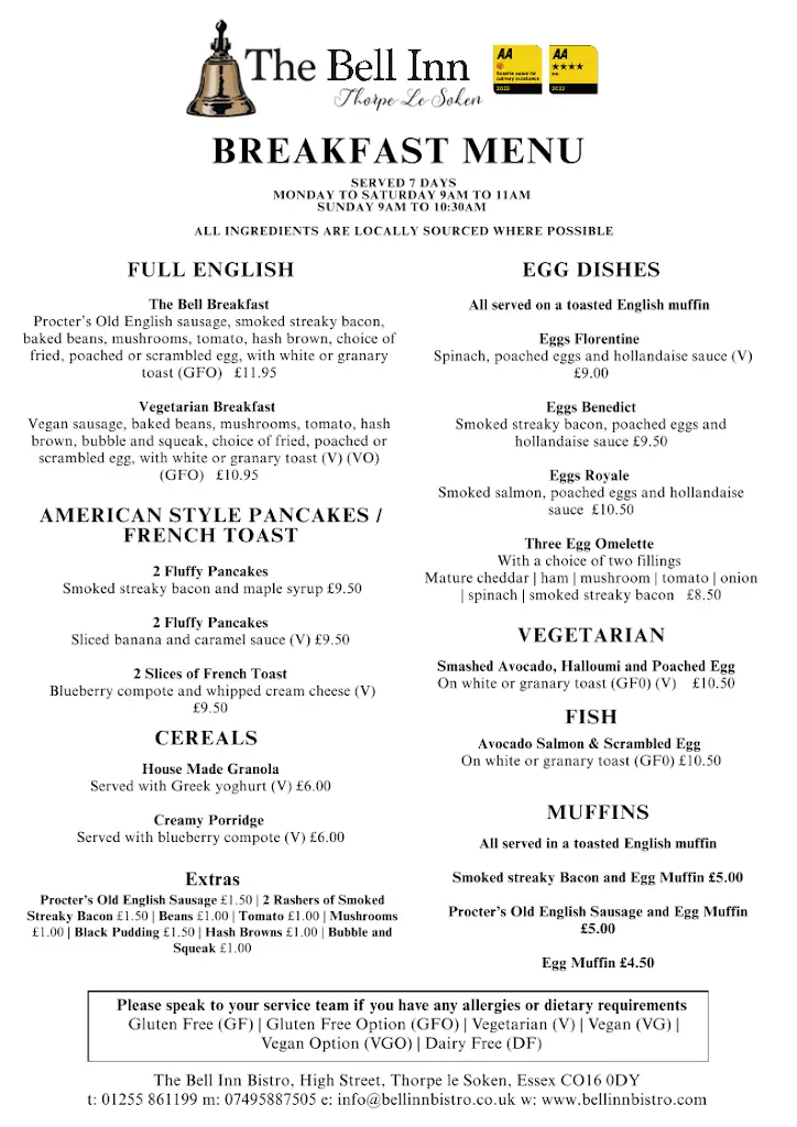Menu_The Bell Inn Bistro, Thorpe-le-Soken_Thorpe le Soken_image_3