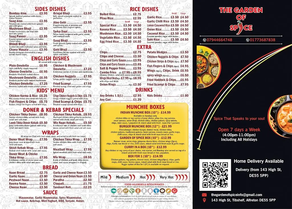 Menu_The Garden Of Spice_Tibshelf_image_1