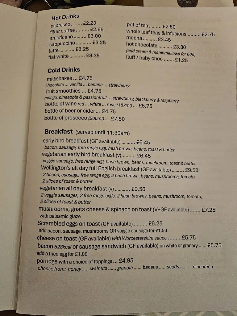 Menu_Wellington's Cafe & Bistro_Tickhill_image_1