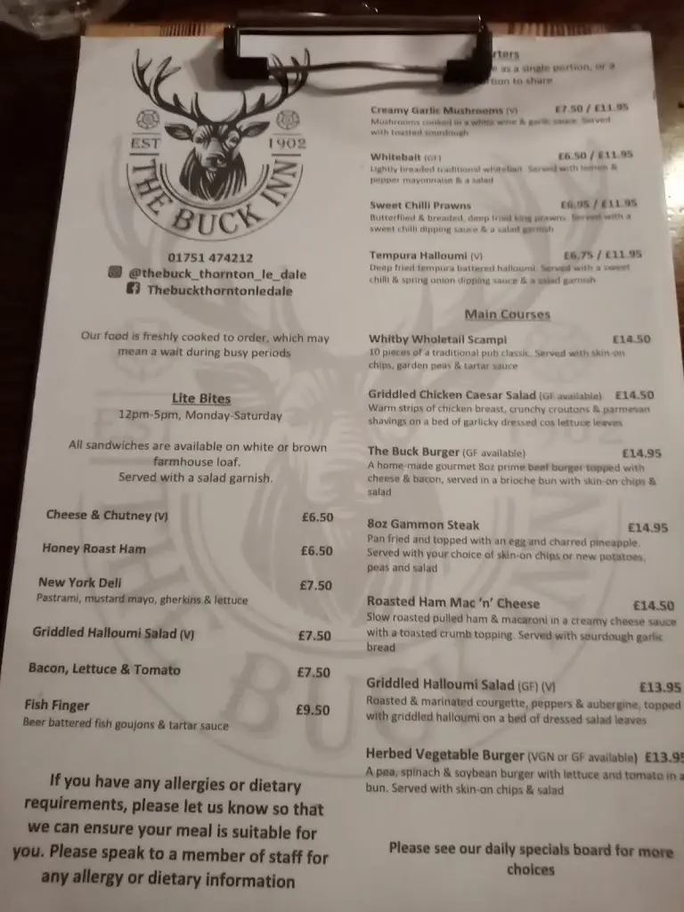 Menu_The Buck_Thornton Dale_immagine_4