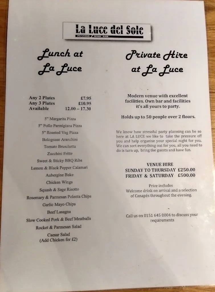 Menu_La Luce Del Sole_Bebington_immagine_1