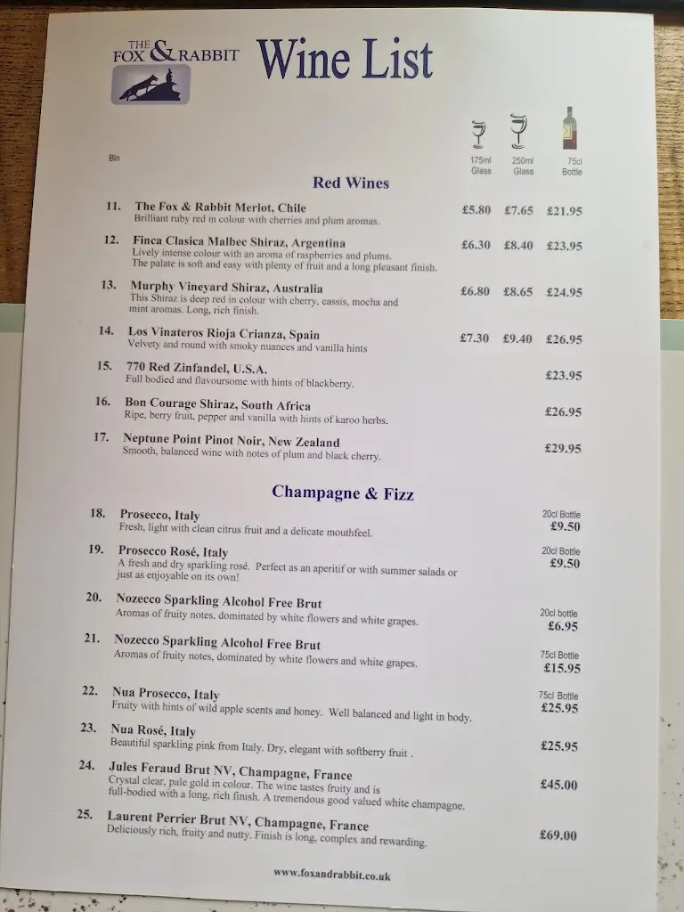 Menu_The Fox & Rabbit Inn_Thornton Dale_image_1