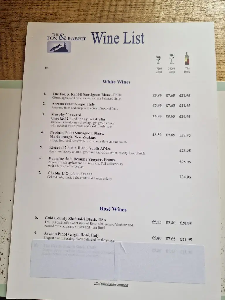 Menu_The Fox & Rabbit Inn_Thornton Dale_image_2