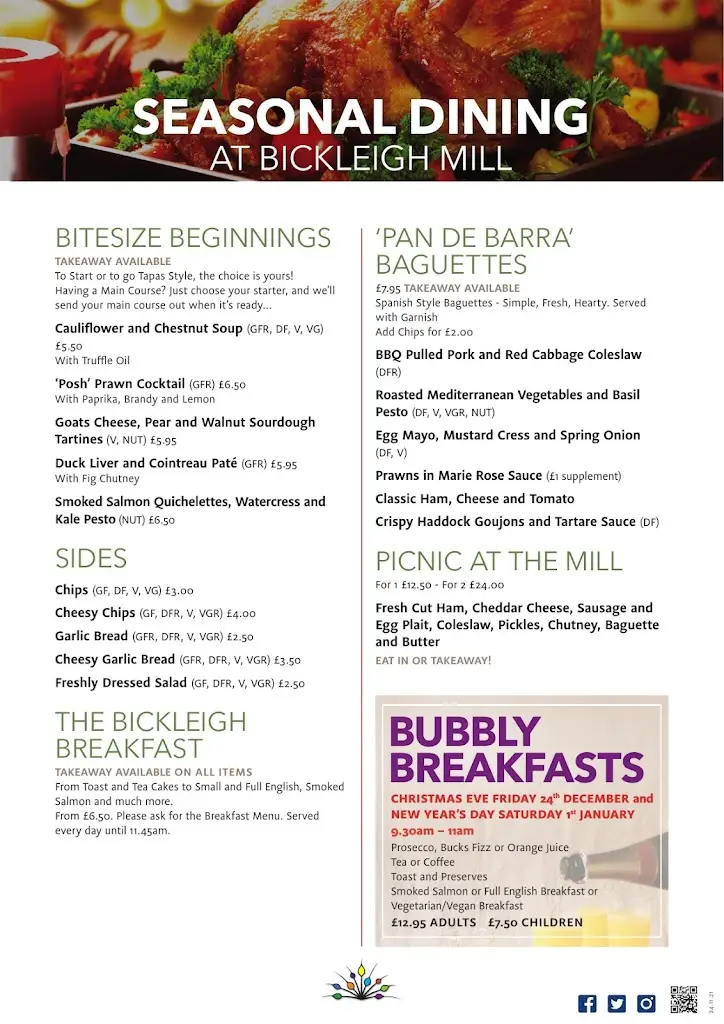 Menu_Bickleigh Mill_Tiverton_image_4