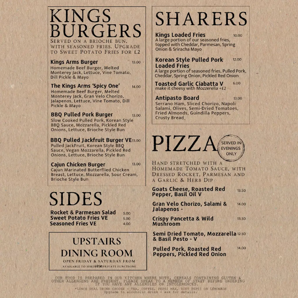 Menu_The Kings Arms_Thrapston_image_2