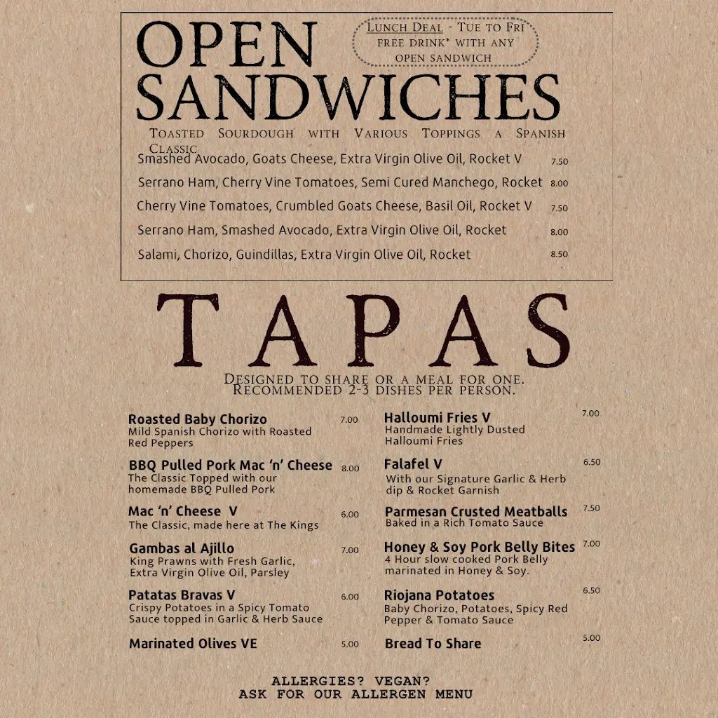 Menu_The Kings Arms_Thrapston_image_3