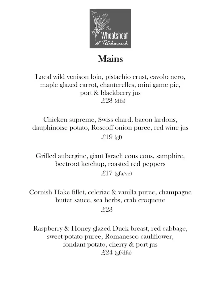 Menu_The Wheatsheaf_Thrapston_image_2