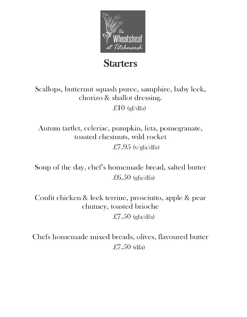 Menu_The Wheatsheaf_Thrapston_image_4