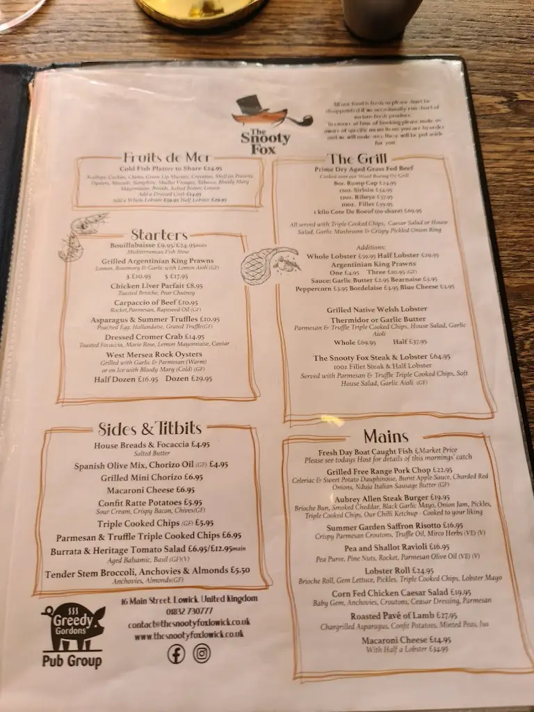 Menu_The Snooty Fox_Thrapston_image_1