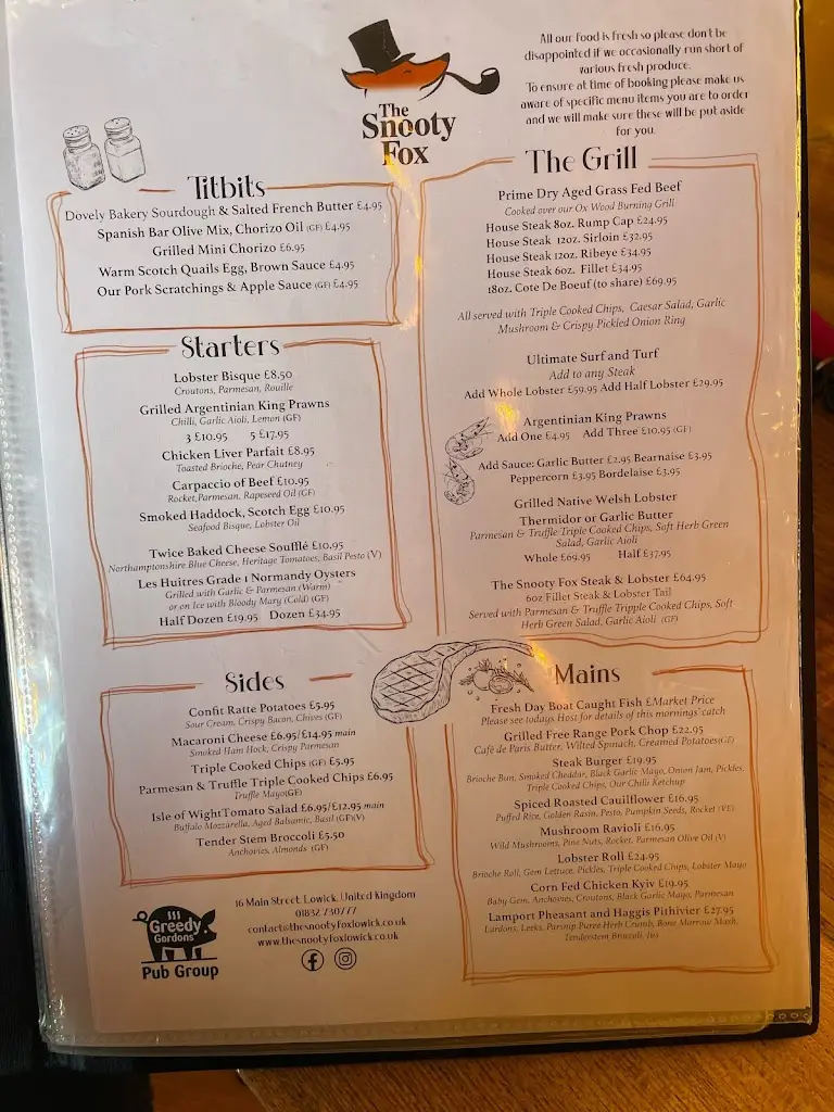 Menu_The Snooty Fox_Thrapston_image_2