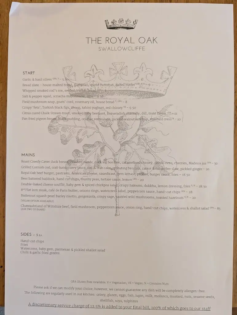 Menu_The Royal Oak_Tisbury_image_1