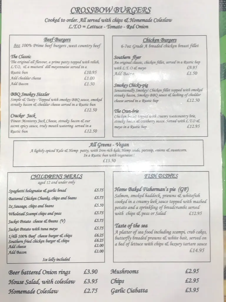 Menu_Crossbow cafe & grill_Tintagel_image_1