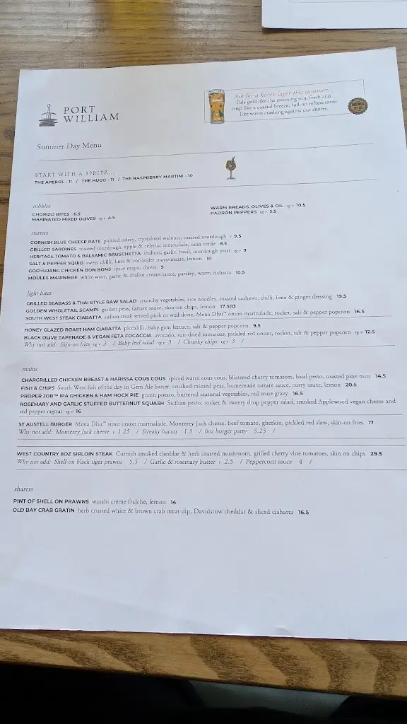 Menu_Port William, Trebarwith Strand_Tintagel_image_2