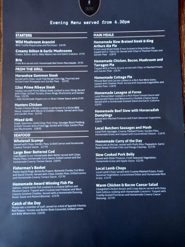 Menu_King Arthur's Arms_Tintagel_image_1