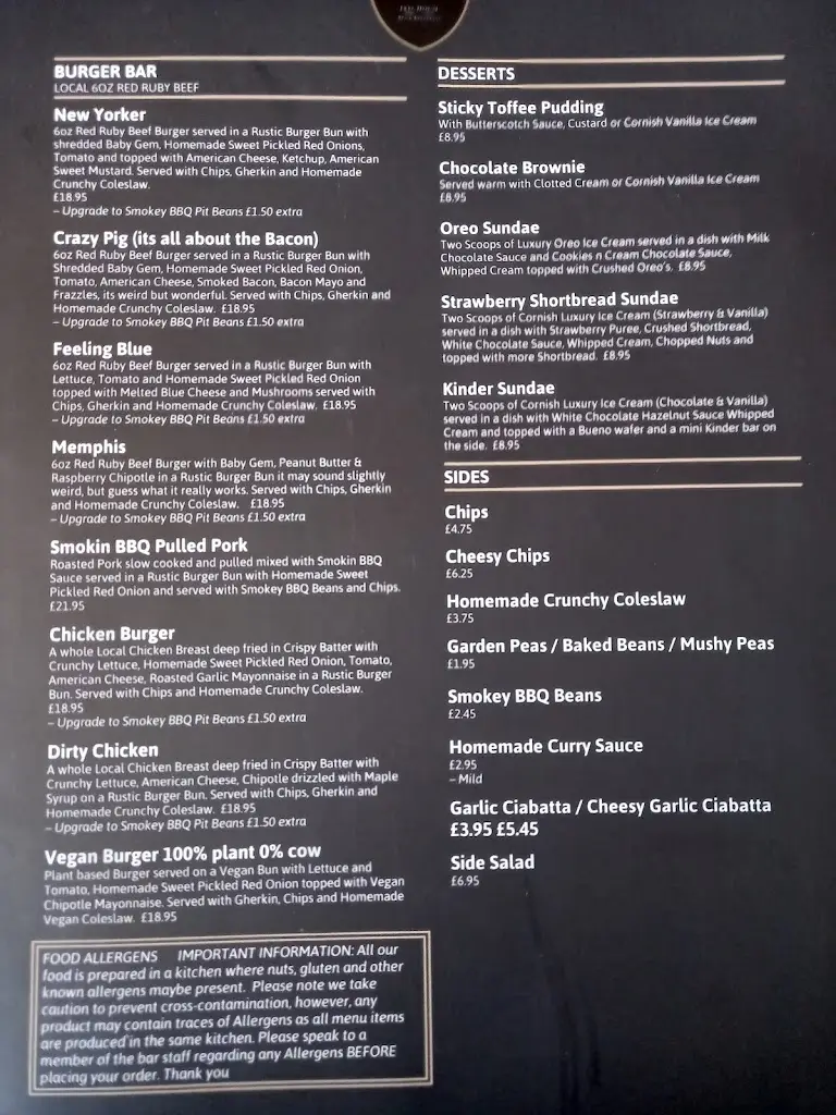 Menu_King Arthur's Arms_Tintagel_image_2