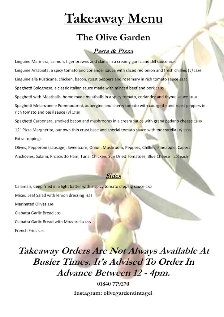 Menu_The Olive Garden_Tintagel_image_2