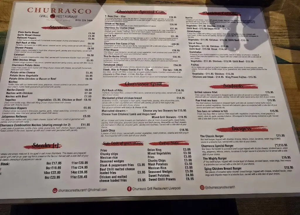 Menu_Churrasco Grill Restaurant_Town Row_image_1