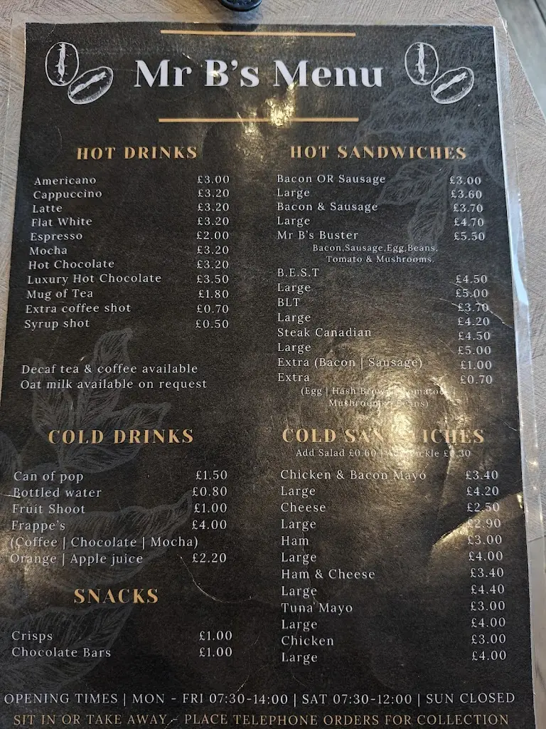Menu_Mr B's Sandwich shop and Cafe_Treeton_immagine_1