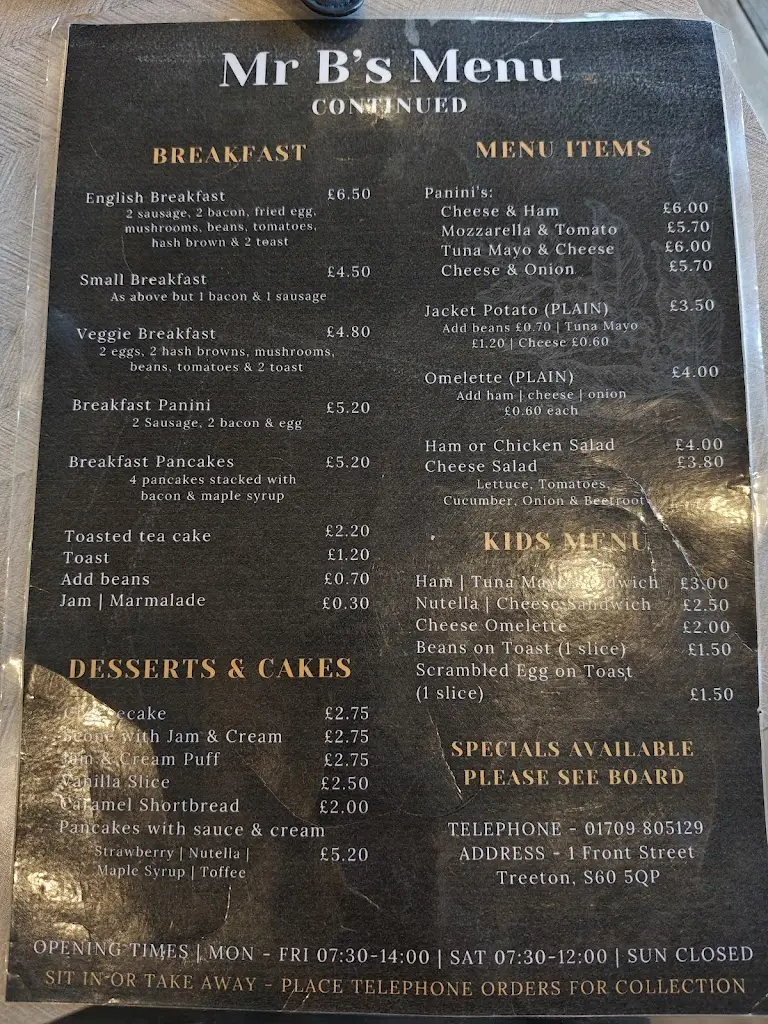 Menu_Mr B's Sandwich shop and Cafe_Treeton_immagine_2