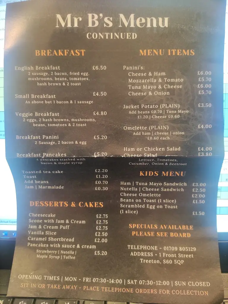 Menu_Mr B's Sandwich shop and Cafe_Treeton_immagine_4